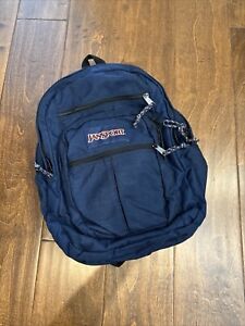 JanSport TDN7 Big Multi Lots of Pockets Student Travel Backpack Navy Blue EUC