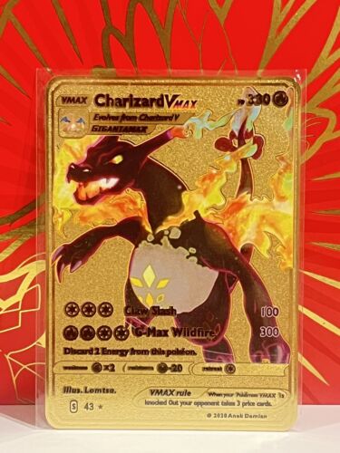 Charizard Vmax Gold Metal Pokémon Card Collectible/Gift/Display