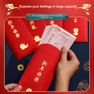 2024 Chinese New Year Dragon Red Envelope 6pcs Red Envelopes 2024 Greeting Card