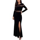 B&A by Betsy and Adam Womens Black Velvet Long Evening Dress Gown 0 BHFO 0301
