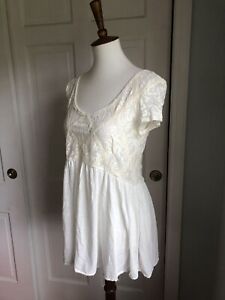 Free People Off White Lace Babydoll Lace Short Sleeve Top Small
