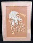 Framed Matted Paper Cut Folk Art Signed by Neil A. Haring, Jellyfish Sea Life