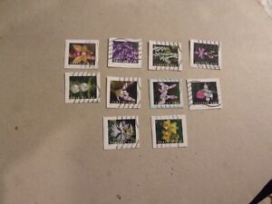 USA Used, 2020 Issue, Wild Orchids (Small Size) Coils, (Set of 10)