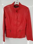 Lafayette 148 New York Women's Red Leather Long Sleeve Full Zip Jacket Size 4