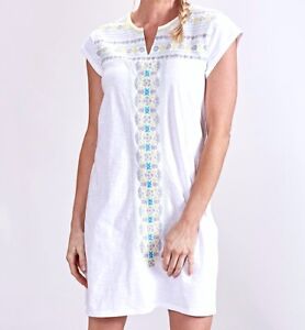 FRESH PRODUCE Medium White Embroidery BAJA KAYDA Jersey Beach Dress $85 NWT M