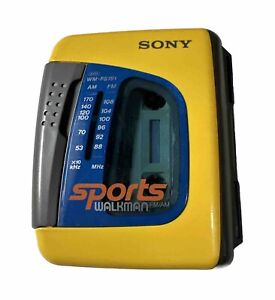 New ListingSony Sports Walkman WM-FS191 FM/AM Radio Cassette Player Yellow Tested FREE Ship