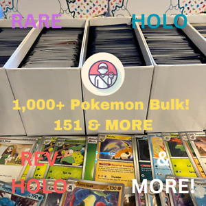 Lot of 1,000+ Pokemon Cards - RARES, HOLOS + REVERSE + COM/UNC & More Bulk !!!