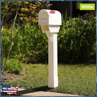 Mailbox Post Mount Mail Box Weather Resistant Outdoor Plastic Durable White