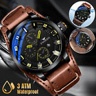 Men's Watch Military Analog Quartz Sport Wristwatch Date Leather Band Waterproof