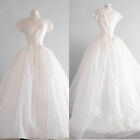 Vintage Wedding Dresses White Vintage 1980s Short Sleeves Ivory Bridal Gowns