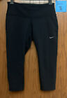 Nike Running Womens Dri Fit Capri Athletic Pants Reflective Strips Black Size XS
