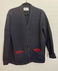 VINTAGE Blue Cardigan Button Sweater Size Medium Mens Morris Athletic Supply