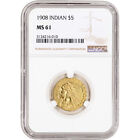 US Gold $5 Indian Head Half Eagle - NGC MS61 - Random Date