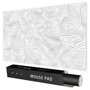 Extra Large Gaming Mouse Pad with White Topographic XXL Mousepad Big Mouse Ma...