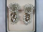 MIRIAM HASKELL Faux Freshwater Pearl Cluster Dangle Clip On Earrings