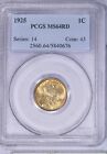 1925 Lincoln Wheat Cent PCGS MS64 RD