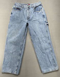 Vintage Tommy Hilfiger Jeans Men 32x29 Blue Baggy Carpenter Straight Hip Hop Y2K