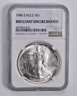 BU 1986 American Silver Eagle $1 NGC Brilliant Uncirculated Brown Label *0945