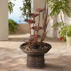 Water Lilies and Cat Tails Rustic Cascading Outdoor Floor Water Fountain 33