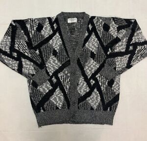 Vintage 1989 Expressions Street Wise Geometric Mens LRG Button Front Cardigan