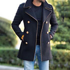 Men's Winter Lapel Double Breasted Fit Coat Outwear Mid Long Jacket Trench Coat