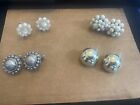 VINTAGE 4 PAIRS ClipOn/Screw Back Earrings Silver Tone/Gold Tone/Cluster OfBeads