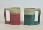 New ListingVTG Drip Glaze Coffee Mugs Signed Pottery Stoneware Set of 2 12 oz Cups