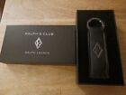 Ralph Lauren RALPH'S CLUB Black Leather Diamond Club Strap Keychain Key Ring NIB