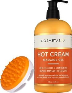 Hot Cream Massage Gel with-Cellulite Massager 8.8oz Anti- Cellulite Skin Tighten