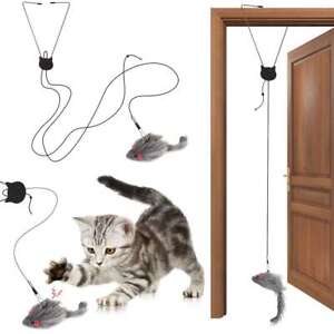 Cat Kitty Teaser Toys Retractable Door Hanging Mouse Interactive Pet Wind Plush