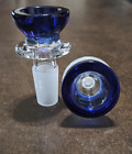 14mm Glass Round Slide BOWL Male for Glass Water Pipe Bong BLUE (1 - ONE)