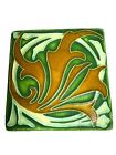 Motawi Tileworks Ann Arbor MI Art Nouveau 4” Square Tile Green Gold Abstract