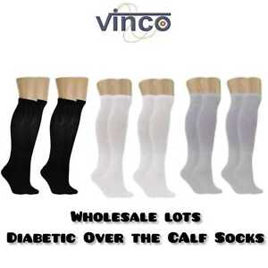5-100 Dozens Wholesale Bulk Lots Men's Diabetic Over The Calf Socks 10-13 13-16