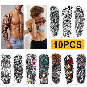 10 Sheet Temporary Waterproof DIY Tattoo Stickers Arm Body Art Colorful Tattoos