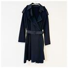 Burberry  Trench Coat Cardigan Black Wool Leather Silk