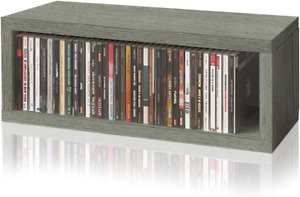 New ListingMedia Storage CD Rack Stackable Organizer - Holds 40 Cds (Grey)