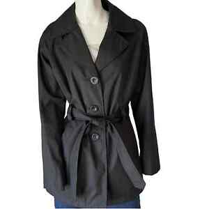 Lightweight Washable Short Trench Over Coat Black Women's Size Small