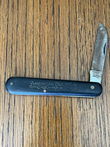New ListingAdvertising Vintage Pocket Knife Blade Made In Denmark 3” Blade American Bulb CO
