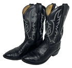 Tony Lama Boots Mens 10d Y2060 Black Leather Cowboy Western Pull On Ostrich ￼