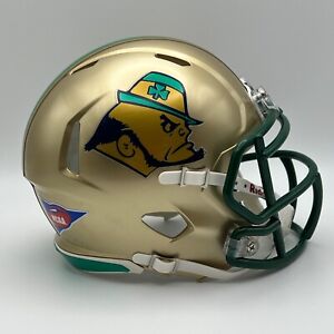 Notre Dame Fighting Irish CUSTOM Gold Angry Leprechaun Mini Football Helmet
