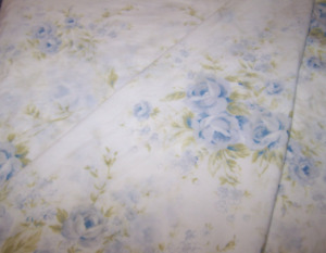 SIMPLY SHABBY CHIC BLUE GREEN FLORAL BRITISH ROSE CURTAIN PANELS  All Cotton