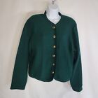 Vintage Tally Ho Creation Boiled Wool Cardigan Sweater Green Womens PL Petite LG