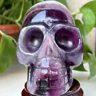 1513g Natural Fluorite Skull Quartz Manual Sculpture Crystal Skull Healing