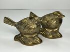 Lot Of 2 Vintage Solid Brass Bird Sparrow Paperweight Decorations