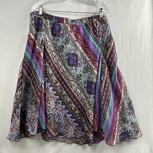 Lane Bryant Skirt Women 14/16 Multicolor Pull On Elastic Waist Knee Length Flowy
