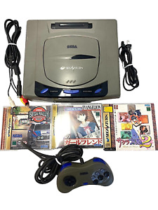 Sega Saturn Console Gray HST-3210 Japanese Version + 3 games Sakura Taisen JP