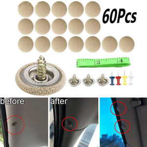 60pcs Car Repair Headliner Button Buckle Fixing Screw Cap Roof Snap Rivets Beige