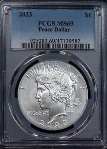 2023 UNC Peace Silver Dollar $1 PCGS MS69 with OGP (23XH)