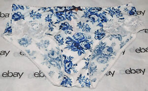 NEW Victoria's Secret Body by Victoria Hiphugger Panty Satin Blue Floral XL VS