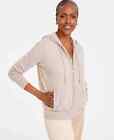Charter Club Cashmere Pearl Taupe Heather Zip-Front Hoodie Sweater Cardigan XL
